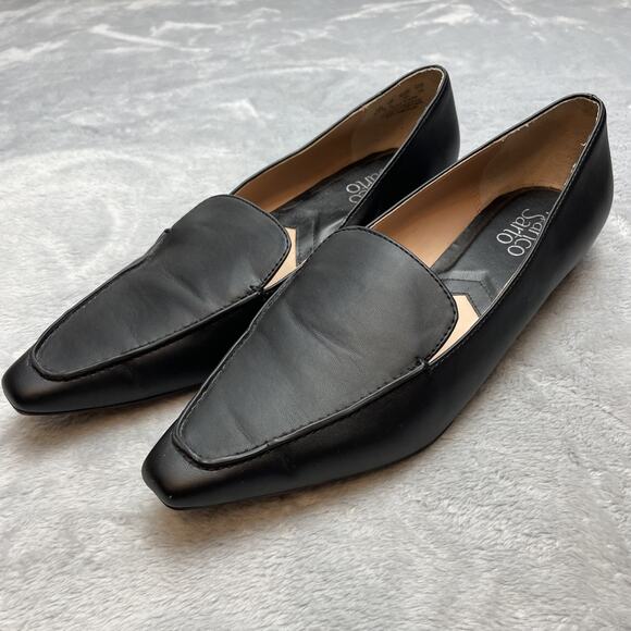 Franco Sarto Belamour Loafers Mens 8.5M Black Faux Leather Pointed Toe Flats - Picture 1 of 9